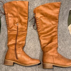 Brown Knee-High Leather Boots